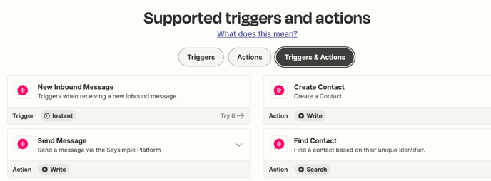 Saysimple Zapier triggers